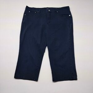 Chaps Womens Navy Blue Denim Capri Pants Size 16 Stretch Cropped Jeans